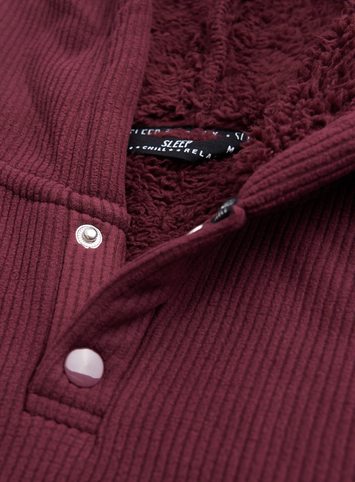 Burgundy Fleece Lined Waffle Hoodie Pyjamas M - Image 4 thumbnail